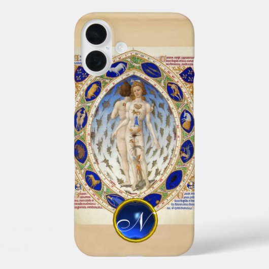 COQUES Case-Mate iPhone ASTROLOGIE ANTIQUE, SIGNES ZODIAQUES MONOGRAMME BL (Verso)