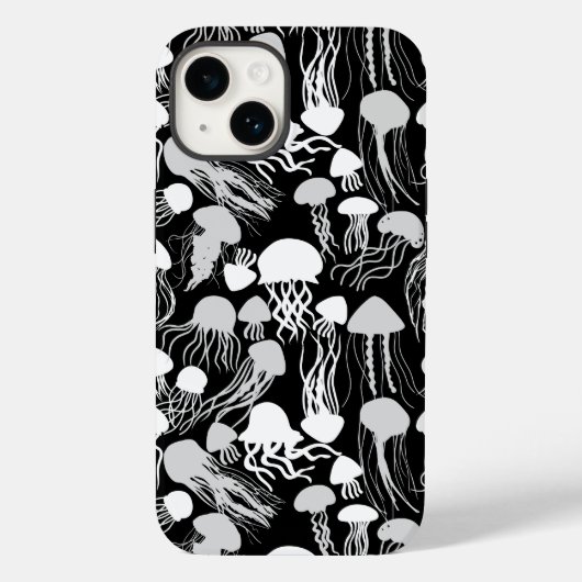 Coques Case-Mate iPhone Attention aux méduses.w.b Black BG (Verso)