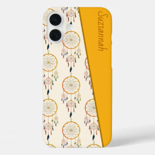 Coques iPhone 16 Plus Attrape-rêves Motif Plume Bohème Nom Personnalisé