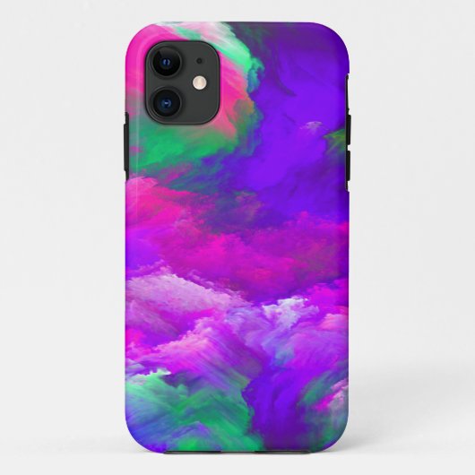Coques Case-Mate iPhone Au-Dessus Des Nuages Bleu Rose Violet Art Abstrait (Dos)