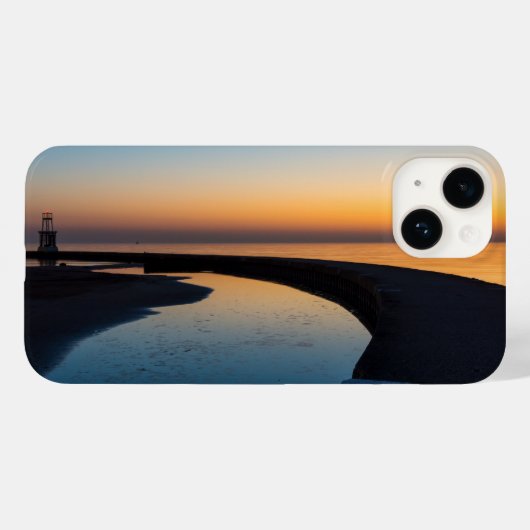 Coques Case-Mate iPhone Aube du phare de North Chicago (Verso (horizontal))