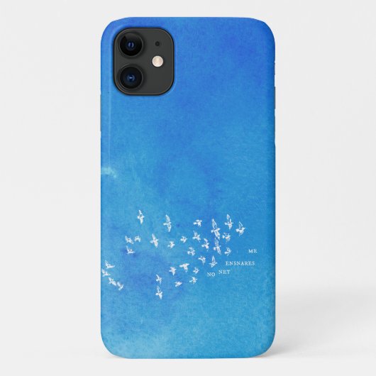 Coques Case-Mate iPhone "Aucun filet ne m'enfonce" + oiseaux (blanc sur bl (Dos)