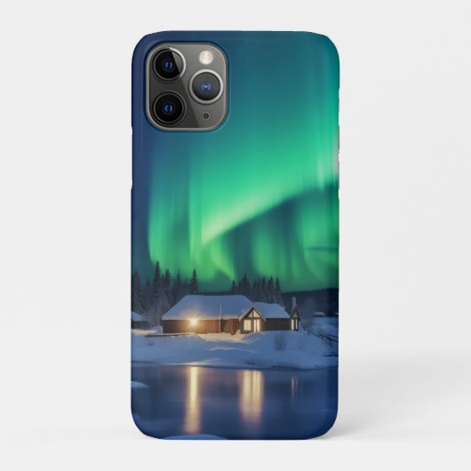 Coques Case-Mate iPhone Aurora borealis au-dessus du cabine d'hiver (Dos)
