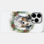 Coques Case-Mate iPhone Australian Shepherd Christmas Wreath Festive Pup (Verso (horizontal))