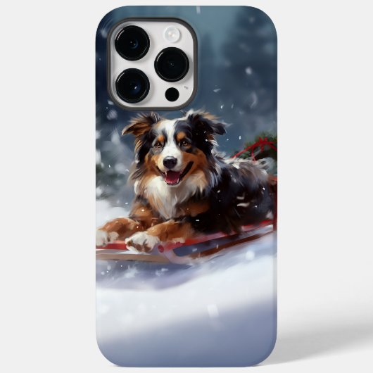 Coques Case-Mate iPhone Australian Shepherd hiver neige de Noël (Verso)