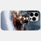 Coques Case-Mate iPhone Australian Shepherd hiver neige de Noël (Verso (horizontal))