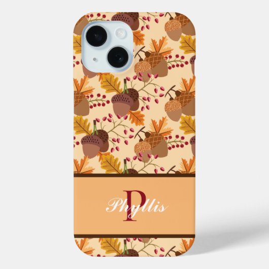 Coques Case-Mate iPhone Automne Automne Acorn Feuille Monogramme & Nom - (Verso)