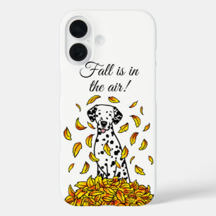 Coques iPhone 16 Automne laisse Dalmatie (noir 1) Chien Jouer migno