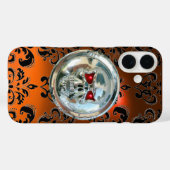 COQUES Case-Mate iPhone AUTORITÉS DE COMPÉTENCES ORANGE BLACK DAMASK GEM A (Verso (horizontal))
