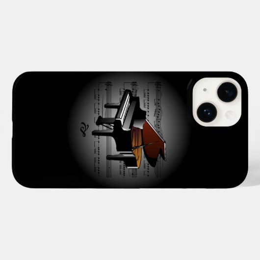 Coques Case-Mate iPhone Avant-Garde ~ Piano sur Globe avec Partitions ~ (Verso (horizontal))