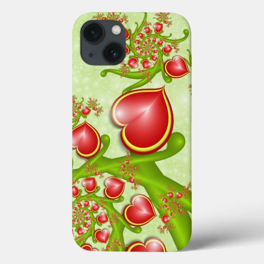 Coques Case-Mate iPhone Avec beaucoup d'amour Rouge Coeurs Jaunes Fractal (Verso)