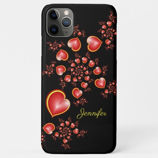 Coques Case-Mate iPhone Avec beaucoup d'amour Rouge Jaune Coeurs Fractal A (Dos)