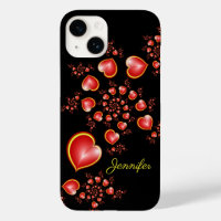 Avec beaucoup d'amour Rouge Jaune Coeurs Fractal A