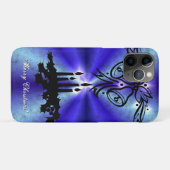 Coques Case-Mate iPhone Avent, Artdeco de Noël sur bleu vert arc-en-ciel (Dos (Horizontal))