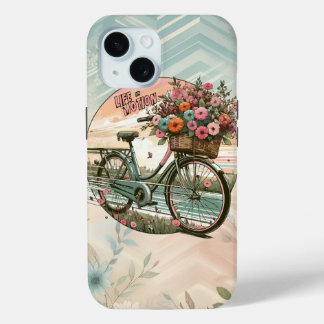 Coque Pour iPhone 15 Aventure vintage à vélo