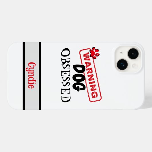Coques Case-Mate iPhone Avertissement personnalisé de chien observé (Verso (horizontal))
