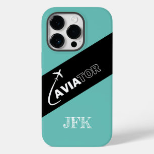 Coque Pour iPhone 14 Pro Avion volant Aviateur Green Black Aviation