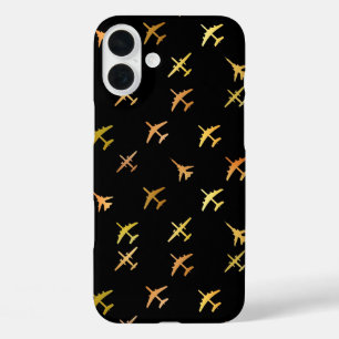 iPhone 16 Plus Case Avions de combat, sur fond noir