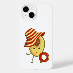 Coque Pour iPhone 14 Avocado beach girl avec casquette de soleil et ann