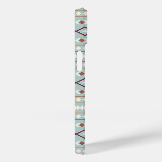 Coques Case-Mate iPhone Aztec Formes Motif Rusts Crème Turquoise-Bleu (Verso / Droite)