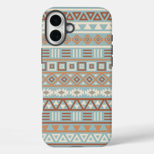 Coques iPhone 16 Plus Aztec Influence Motif Crème Bleue Terracottas