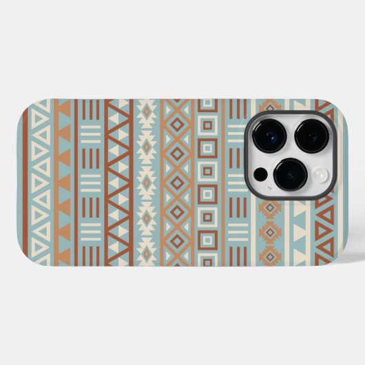 Coques Case-Mate iPhone Aztec Influence Motif Crème Bleue Terracottas (Verso (horizontal))