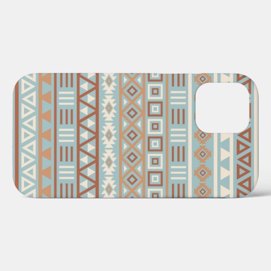 Coques Case-Mate iPhone Aztec Influence Motif Crème Bleue Terracottas (Verso (horizontal))