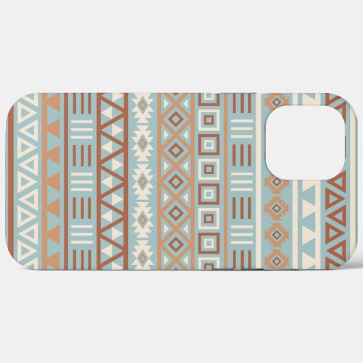 Coques Case-Mate iPhone Aztec Influence Motif Crème Bleue Terracottas (Verso (horizontal))
