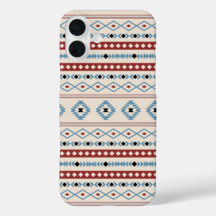 Coques iPhone 16 Plus Aztec Mixte Motif Motif Rouge bleu noir crème