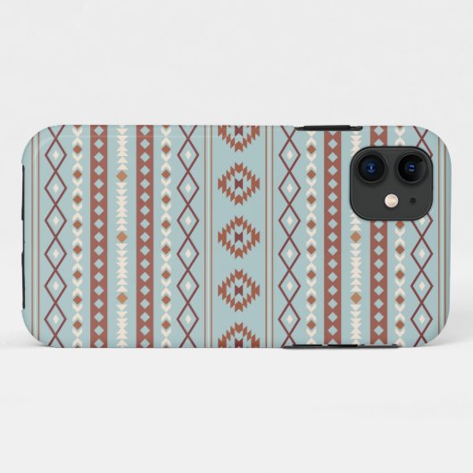 Coques Case-Mate iPhone Aztec Mixte Motif Motif Rusts Crème Bleu (Dos (Horizontal))
