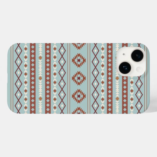 Coques Case-Mate iPhone Aztec Mixte Motif Motif Rusts Crème Bleu (Verso (horizontal))