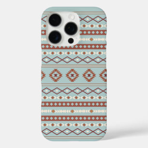 Coques iPhone 16 Pro Aztec Mixte Motif Motif Rusts Crème Bleu