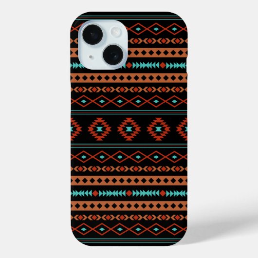 Coques Case-Mate iPhone Aztec Rusts Turquoise Noir Motifs mélangés Motif (Verso)