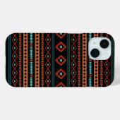 Coques Case-Mate iPhone Aztec Rusts Turquoise Noir Motifs mélangés Motif (Verso (horizontal))