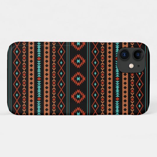 Coques Case-Mate iPhone Aztec Rusts Turquoise Noir Motifs mélangés Motif (Dos (Horizontal))