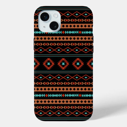 Coques Case-Mate iPhone Aztec Rusts Turquoise Noir Motifs mélangés Motif (Verso)