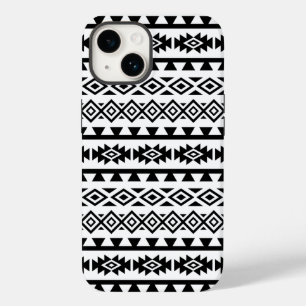 Coque Pour iPhone 14 Aztec Stylisé Big Motif II noir sur blanc