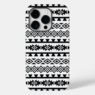 Coque Pour iPhone 14 Pro Aztec Stylisé Big Motif II noir sur blanc