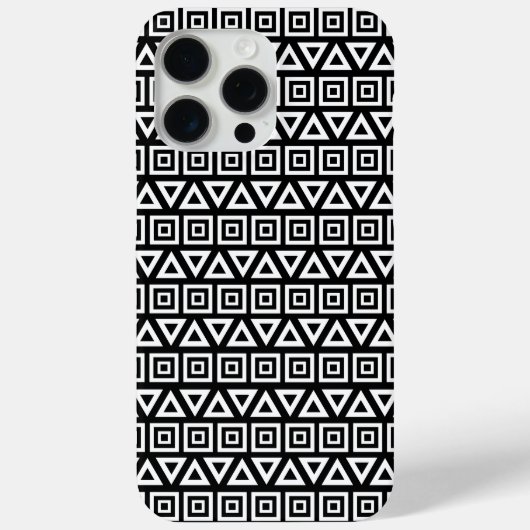 Coques Case-Mate iPhone Aztec Triangles+Motif Carré blanc sur noir (Verso)