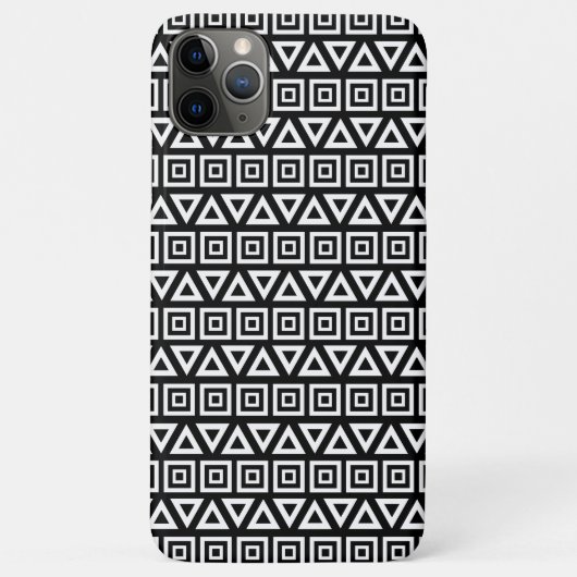 Coques Case-Mate iPhone Aztec Triangles+Motif Carré blanc sur noir (Dos)