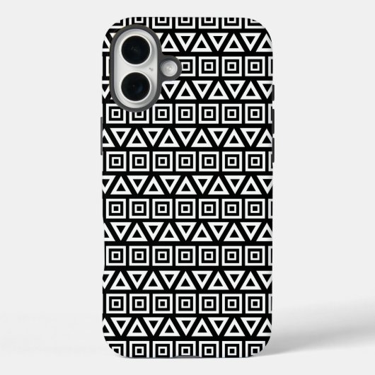 Coques Case-Mate iPhone Aztec Triangles+Motif Carré blanc sur noir (Verso)