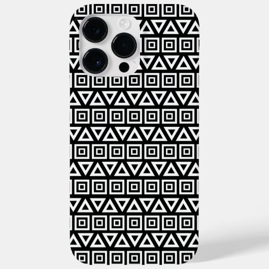 Coques Case-Mate iPhone Aztec Triangles+Motif Carré blanc sur noir (Verso)