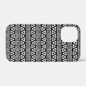 Coques Case-Mate iPhone Aztec Triangles+Motif Carré blanc sur noir (Verso (horizontal))