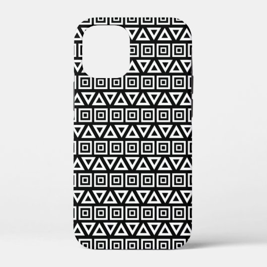Coques Case-Mate iPhone Aztec Triangles+Motif Carré blanc sur noir (Verso)