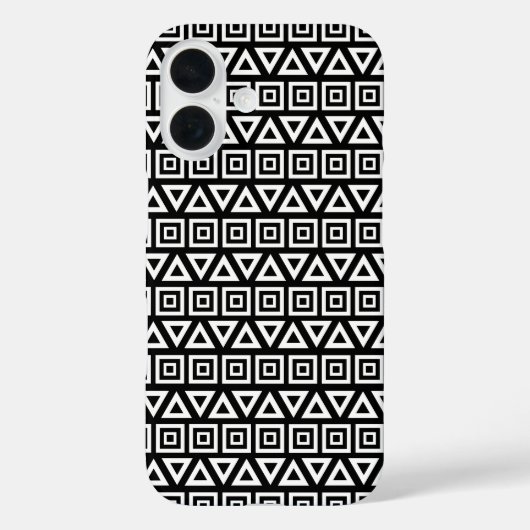 Coques Case-Mate iPhone Aztec Triangles+Motif Carré blanc sur noir (Verso)