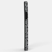 Coques Case-Mate iPhone Aztec Triangles+Motif Carré blanc sur noir (Dos/Droite)
