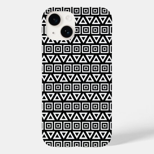 Coques Case-Mate iPhone Aztec Triangles+Motif Carré blanc sur noir (Verso)