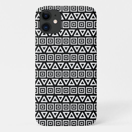 Coques Case-Mate iPhone Aztec Triangles+Motif Carré blanc sur noir (Dos)