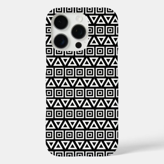 Coques Case-Mate iPhone Aztec Triangles+Motif Carré blanc sur noir (Verso)