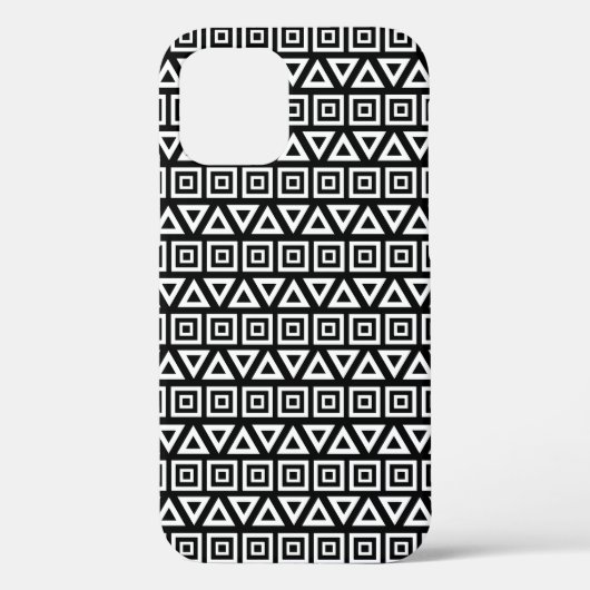 Coques Case-Mate iPhone Aztec Triangles+Motif Carré blanc sur noir (Verso)
